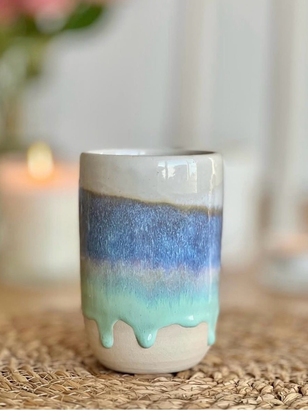 Handmade ceramic coastal dip tumbler